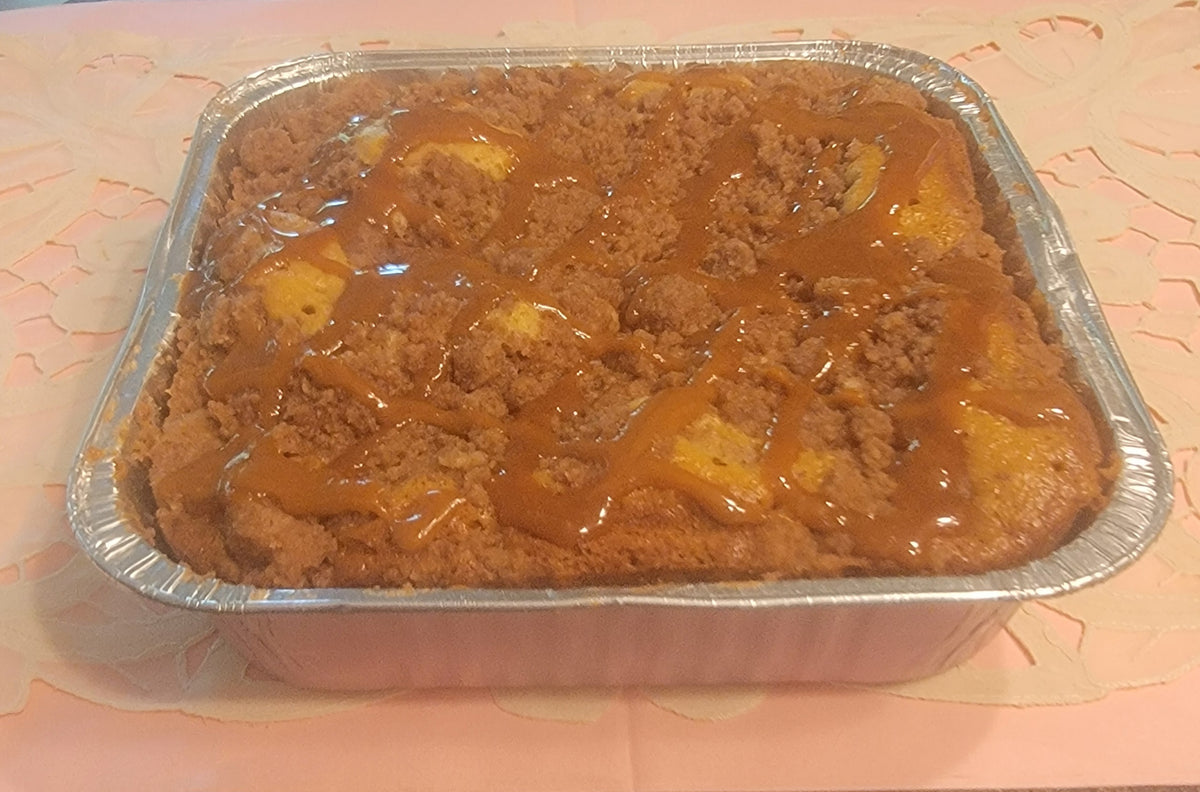 Caramel Apple Crumb Cake Moist, Delicious topped with Thick Crumbs and Caramel